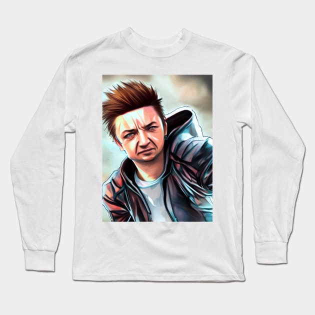 Anime illustration of Jeremy Renner Long Sleeve T-Shirt by cornelliusy